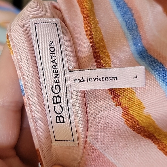 BCBGeneration Baddie Girly stripe tie shoulder bodysuit large - Picture 11 of 15